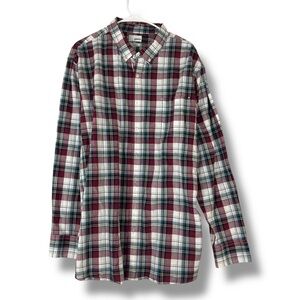 Sonoma Shirt Mens 2XL XXL Long Sleeve Red Plaid Modern Fit Button Down Shirt